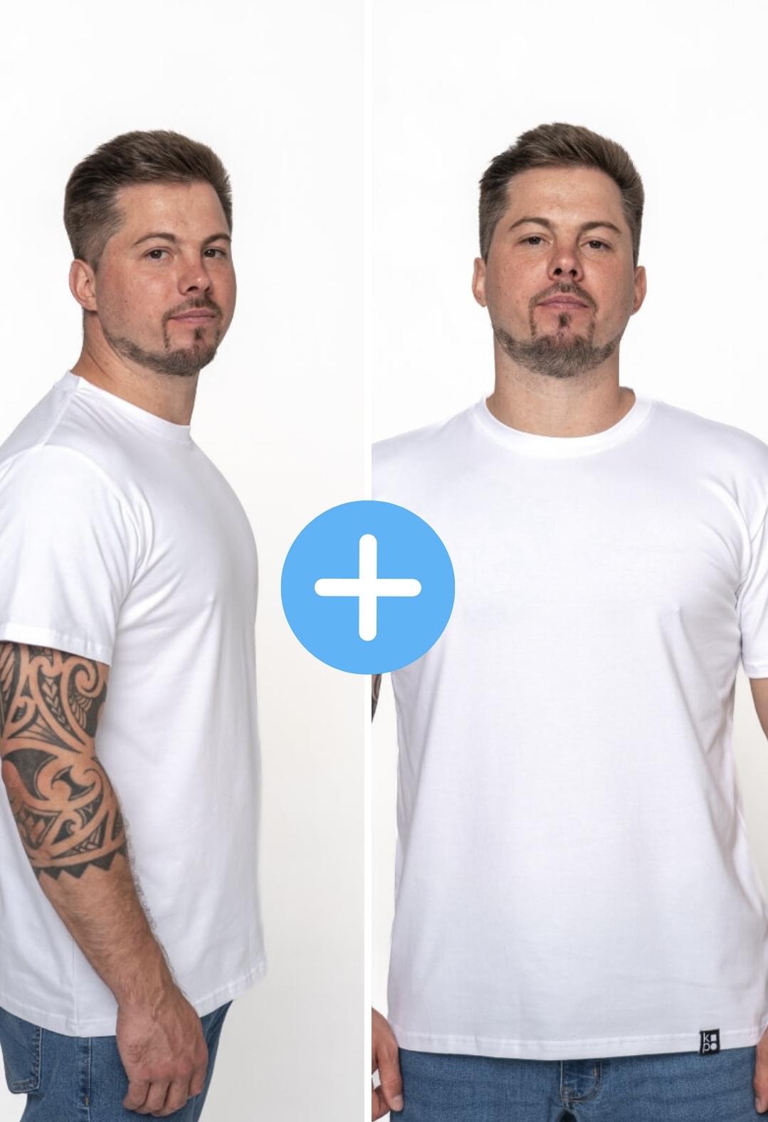 A set of 2 basic Kopo men's t-shirts: White